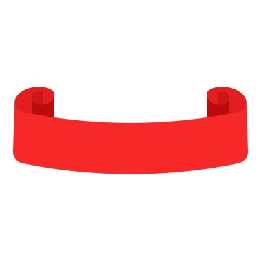 Kırmızı kurdele elementi. Vektör çizimi. Düğün davetiyesi, estetik dekorasyon, sosyal medya paylaşımı, afiş, promosyon, reklam vesaire için uygundur.