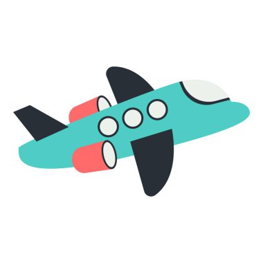 Uçak yolculuğu elementi. Seyahat temalı ve düz vektör biçimli vektör illüstrasyonu.