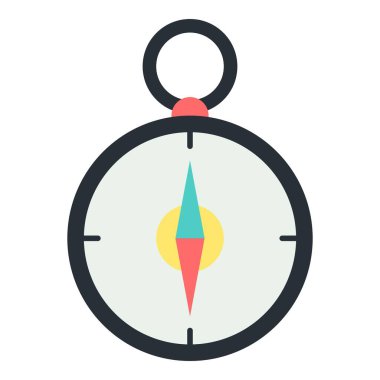 Pusula seyahat elemanı. Seyahat temalı ve düz vektör biçimli vektör illüstrasyonu.