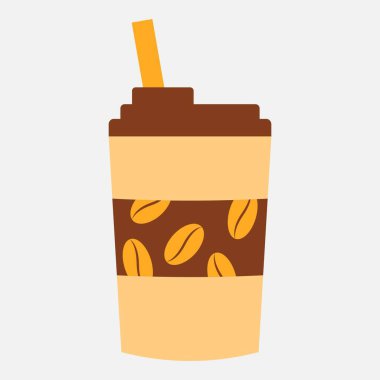 Kağıt kahve kahve elementi. Kahve temalı ve düz vektör biçimli vektör illüstrasyonu.