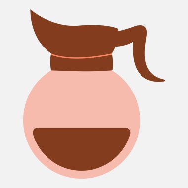 Kahve sürahisi kahvesi. Kahve temalı ve düz vektör biçimli vektör illüstrasyonu.