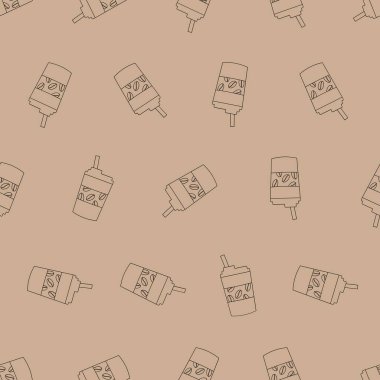 Kağıt kahve fincanı çizgisi, kusursuz desen. Arka planlar, duvar kağıtları, kumaşlar, tekstil, ambalaj kağıtları, basılı materyaller ve daha fazlası için uygundur..