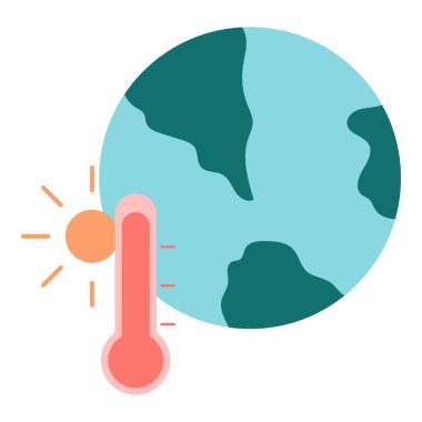Sıcak hava dalgası doğal afet unsuru. Doğal afet temalı ve düz vektör tarzlı vektör çizimi. Düzenlenebilir vektör.