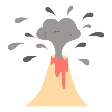 Volkanik patlama doğal afet unsuru. Doğal afet temalı ve düz vektör tarzlı vektör çizimi. Düzenlenebilir vektör.