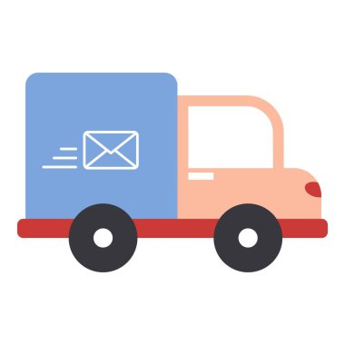 Posta kamyonu postane elemanı. Postane temalı ve düz vektör tarzlı vektör illüstrasyonu. Düzenlenebilir vektör.