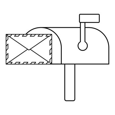 Posta kutusu çizimi. Postane temalı vektör illüstrasyonu ve çizgi sanatı vektör biçimi. Düzenlenebilir vektör.