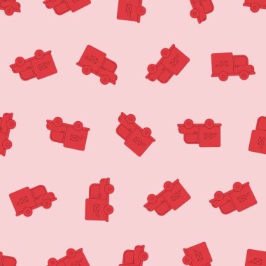 Düz bir posta kamyonu izi var. Arka planlar, duvar kağıtları, kumaşlar, tekstil, ambalaj kağıtları, basılı malzemeler ve daha fazlası için uygun. Düzenlenebilir vektör.