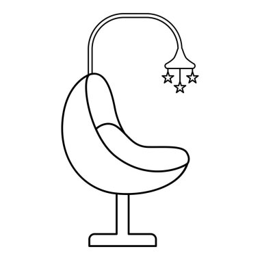 Bebek salıncak çizgisi. Bebek temalı vektör illüstrasyonu ve düz çizgi vektör stili. Düzenlenebilir vektör ögesi.