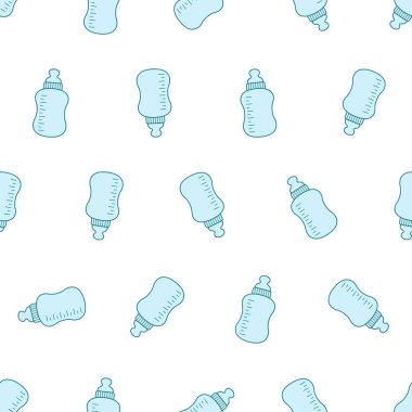 Düz çizgi bebek şişesi dikişsiz desen. Arka planlar, duvar kağıtları, kumaşlar, tekstil, ambalaj kağıtları, basılı malzemeler ve daha fazlası için uygun. Düzenlenebilir vektör.