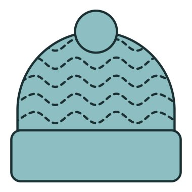 Düz çizgi kış beresi. Kış temalı vektör çizimi ve düz çizgi vektör biçimi. Düzenlenebilir vektör ögesi.