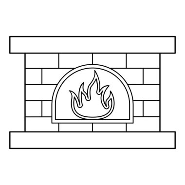 Şömine hattı sanatı. Kış temalı vektör çizimi ve düz çizgi vektör biçimi. Düzenlenebilir vektör ögesi.