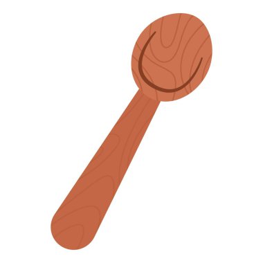 Tahta kaşık sürdürülebilirlik elementi. Sürdürülebilirlik temalı ve düz vektör tarzlı vektör illüstrasyonu. Düzenlenebilir vektör ögesi.