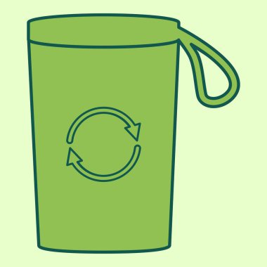 Düz çizgi yeniden kullanılabilir yalıtımlı bardak. Sürdürülebilirlik temalı ve düz çizgi vektör biçimli vektör illüstrasyonu. Düzenlenebilir vektör ögesi.