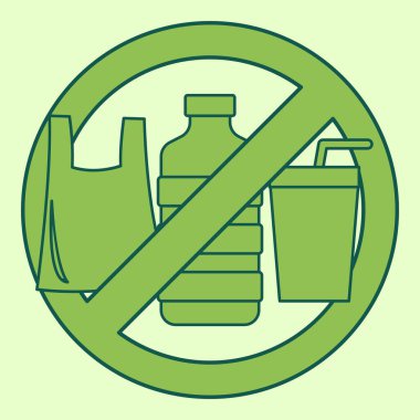 Düz çizgi. Plastik yok. Sürdürülebilirlik temalı ve düz çizgi vektör biçimli vektör illüstrasyonu. Düzenlenebilir vektör ögesi.