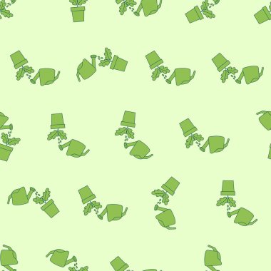 Düz çizgi sulama bitkisi pürüzsüz desen. Arka planlar, duvar kağıtları, kumaşlar, tekstil, ambalaj kağıtları, basılı malzemeler ve daha fazlası için uygun. Düzenlenebilir vektör.