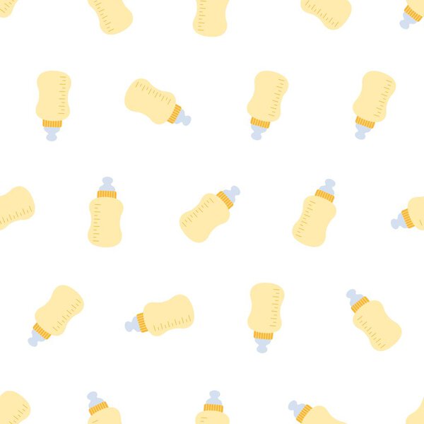 Baby bottle seamless pattern. Suitable for backgrounds, wallpapers, fabrics, textiles, wrapping papers, printed materials, and many more. Editable vector.