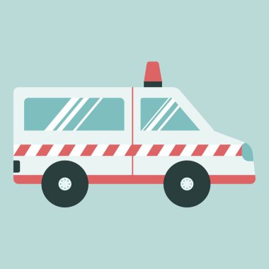 Ambulans sağlık elementi. Sağlık temalı ve düz vektör tarzlı vektör illüstrasyonu. Düzenlenebilir vektör ögesi.