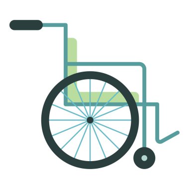 Tekerlekli sandalye sağlık elementi. Sağlık temalı ve düz vektör tarzlı vektör illüstrasyonu. Düzenlenebilir vektör ögesi.