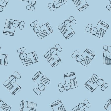 Tıp çizgisi, kusursuz desen. Arka planlar, duvar kağıtları, kumaşlar, tekstil, ambalaj kağıtları, basılı malzemeler ve daha fazlası için uygun. Düzenlenebilir vektör.