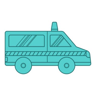 Düz çizgi ambulans. Sağlık temalı ve düz çizgi vektör biçimli vektör illüstrasyonu. Düzenlenebilir vektör ögesi.