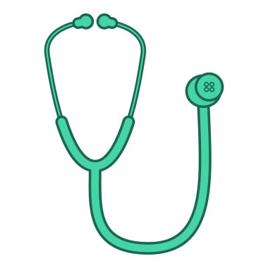 Düz çizgi steteskop. Sağlık temalı ve düz çizgi vektör biçimli vektör illüstrasyonu. Düzenlenebilir vektör ögesi.