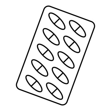 İlaç serisi sanatı. Sağlık hizmeti temalı vektör illüstrasyonu ve çizgi sanat vektör biçimi. Düzenlenebilir vektör ögesi.