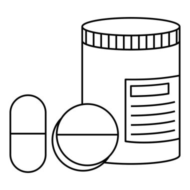 Tıp çizgisi sanatı. Sağlık hizmeti temalı vektör illüstrasyonu ve çizgi sanat vektör biçimi. Düzenlenebilir vektör ögesi.