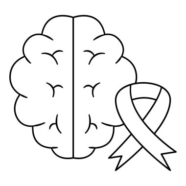 Akıl sağlığı çizgisi sanatı. Sağlık hizmeti temalı vektör illüstrasyonu ve çizgi sanat vektör biçimi. Düzenlenebilir vektör ögesi.