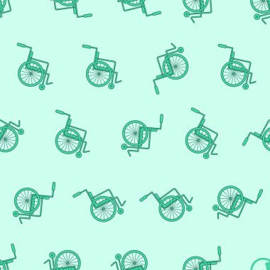 Tekerlekli sandalyenin düz çizgisi var. Arka planlar, duvar kağıtları, kumaşlar, tekstil, ambalaj kağıtları, basılı malzemeler ve daha fazlası için uygun. Düzenlenebilir vektör.