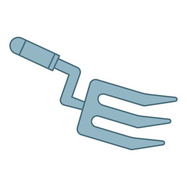 Düz çizgili bahçe çatalı. Tarımsal temalı ve düz çizgi vektör biçimli vektör illüstrasyonu. Düzenlenebilir vektör ögesi.