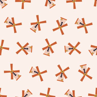 Kule değirmeninin pürüzsüz şekli. Arka planlar, duvar kağıtları, kumaşlar, tekstil, ambalaj kağıtları, basılı malzemeler ve daha fazlası için uygun. Düzenlenebilir vektör.