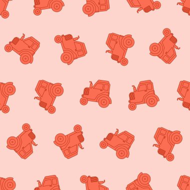 Düz çizgi traktörü kusursuz desen. Arka planlar, duvar kağıtları, kumaşlar, tekstil, ambalaj kağıtları, basılı malzemeler ve daha fazlası için uygun. Düzenlenebilir vektör.