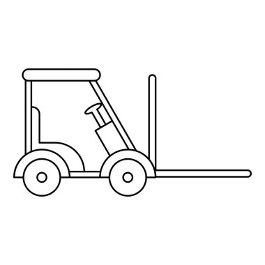 Forklift hattı sanatı. Lojistik temalı vektör illüstrasyonu ve çizgi sanatı vektör biçimi. Düzenlenebilir vektör ögesi.
