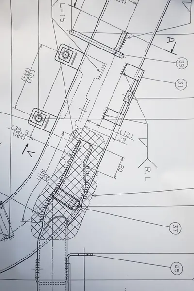 Bir kağıda teknik mühendislik çizimi kapat 