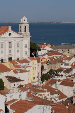 panoramik şehir Lizbon, Portekiz 