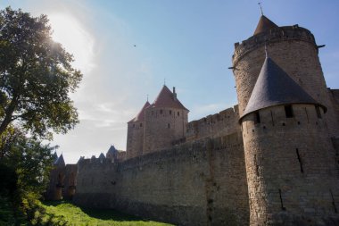 Fransa 'daki tarihi Carcassonne Kalesi manzarası