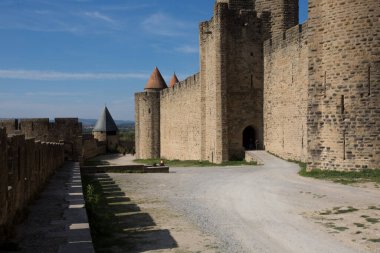 Fransa 'daki tarihi Carcassonne Kalesi manzarası