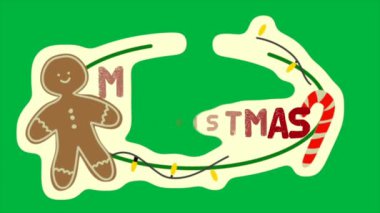 Yeşil ekran arka planında animasyon videosu mutlu noeller