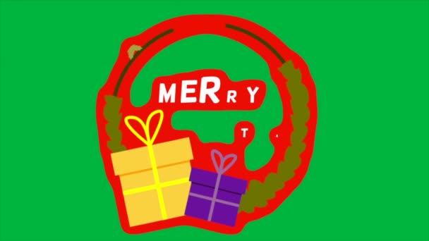 Animace Video Veselé Vánoce Zeleném Pozadí Obrazovky — Stock video