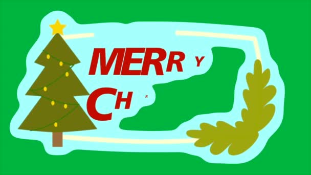 Animation Βίντεο Καλά Χριστούγεννα Πράσινο Φόντο Οθόνη — Αρχείο Βίντεο