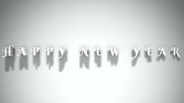 Happy New Year Animation Text Video White Background — Stock Video