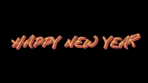 Happy New Year Alpha Channel Animation Video — Stock Video
