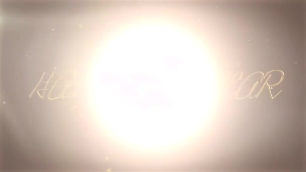 蝶効果と火災粒子効果を持つ幸せな新年のビデオアニメーション — ストック動画