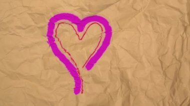 Animation video abstract heart logo moving on paper background, video for valentine's day
