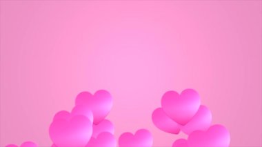 Animation video heart logo moving up on pink background,video for valentine's day.