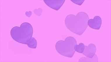 Animation video heart purple color moving on pink background , video for valentine's day