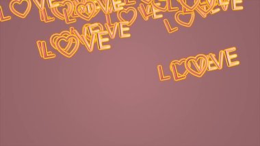 Animation video text love outside glow with heart logo , moving down , video for valentine's day