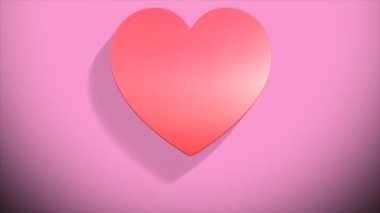 Happy valentine's day animation video with 3d logo heart and 3d text on pink background