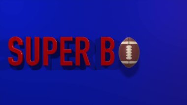 Super bowl video 3d text animation with 3d model ball