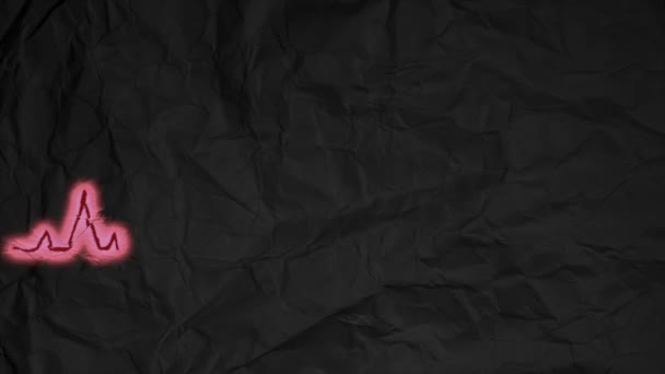 Animation Video Heart Logo Moving Black Paper Background Video Valentine — 图库视频影像